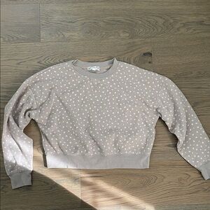 Cropped Sweatshirt with Tiny cream flower Print
